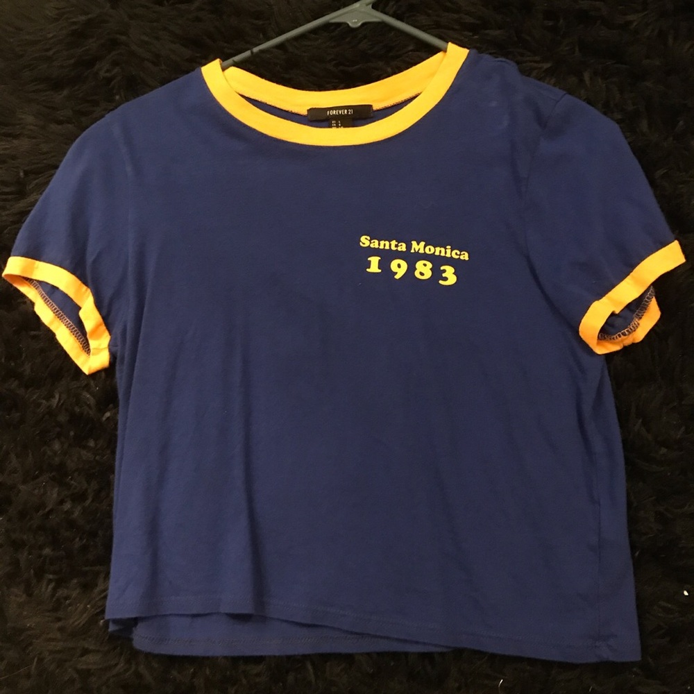Blue and yellow crop top